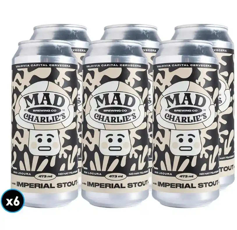 6-pack Imperial Stout Lata 473cc Cervecería Artesanal Mad Charlie's Valdivia