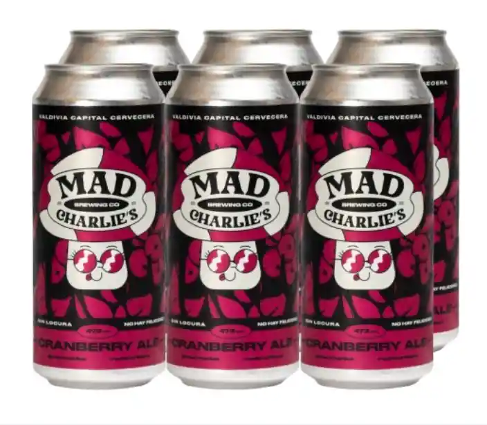 6-pack Cranberry Ale Lata 473cc Cervecería Artesanal Mad Charlie's Valdivia