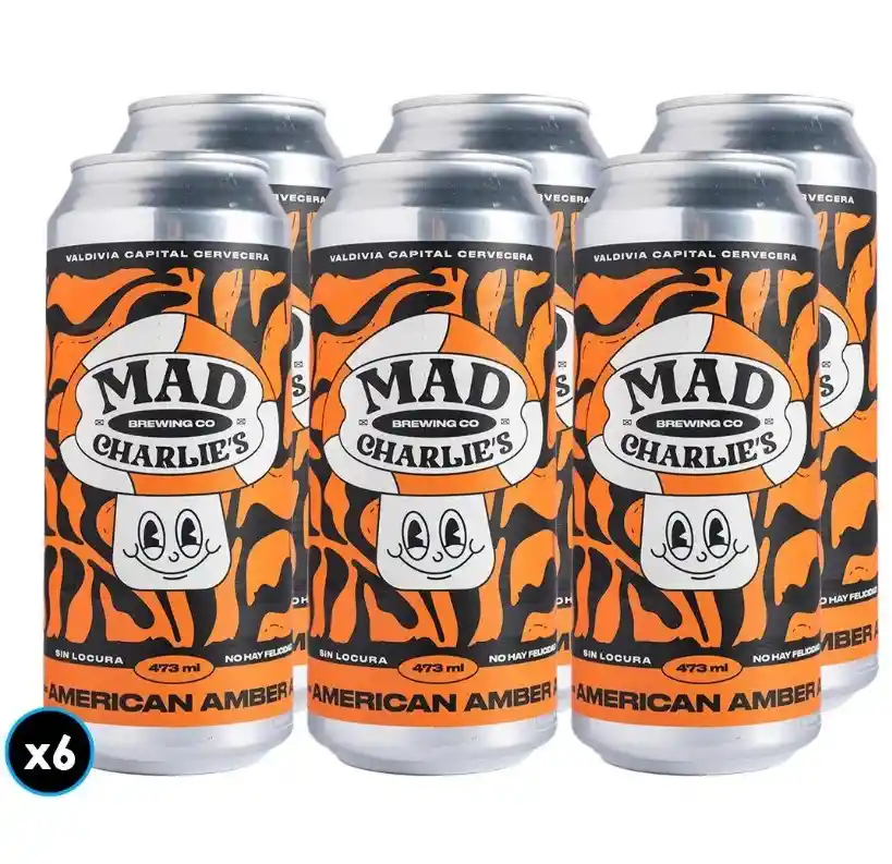 6-pack American Amber Ale Lata 473cc Cervecería Artesanal Mad Charlie's Valdivia