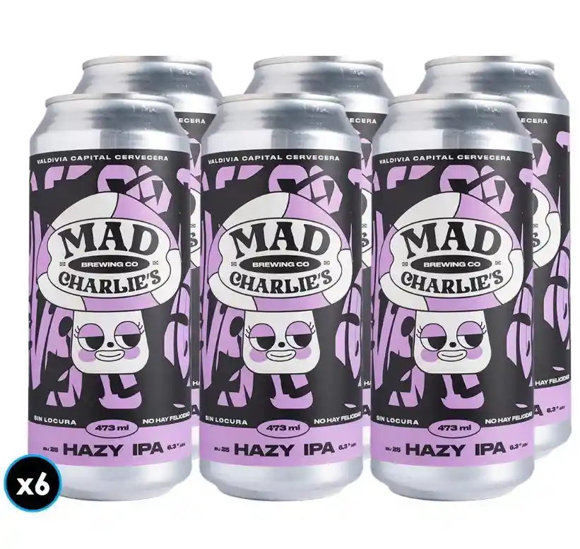 6-pack Hazy Ipa Lata 473cc Cervecería Artesanal Mad Charlie's Valdivia