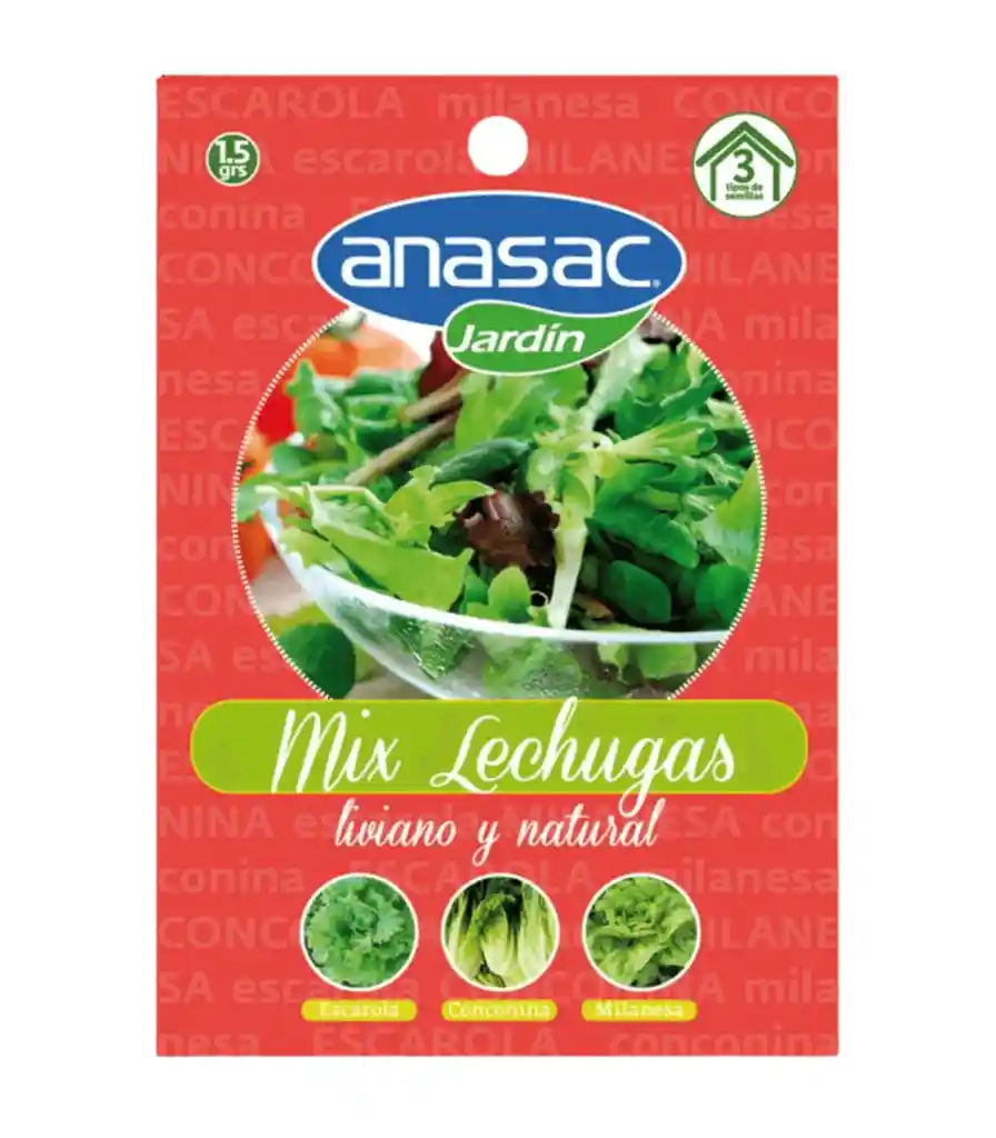 Semillas Mix Lechugas 3 Tipos 1.5grs Anasac