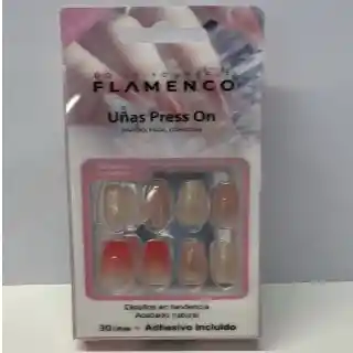 Uñas Press On Diseño Flamenco 30 Pcs