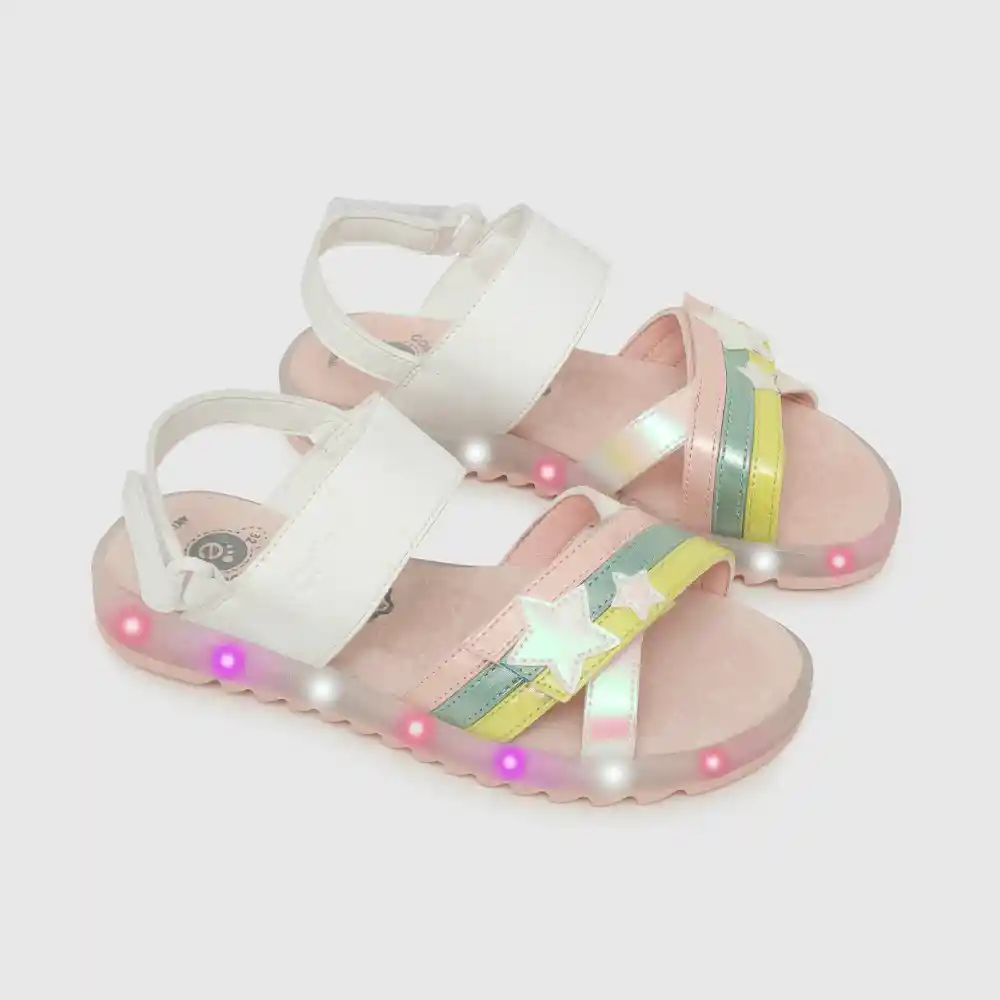 Sandalias Con Luces De Niña Blanco Talla 30