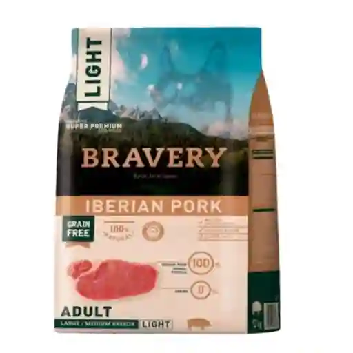 Bravery, Perro Adulto, Raza Mediana Y Grande, Sabor Cerdo Ibérico Light (12kg)