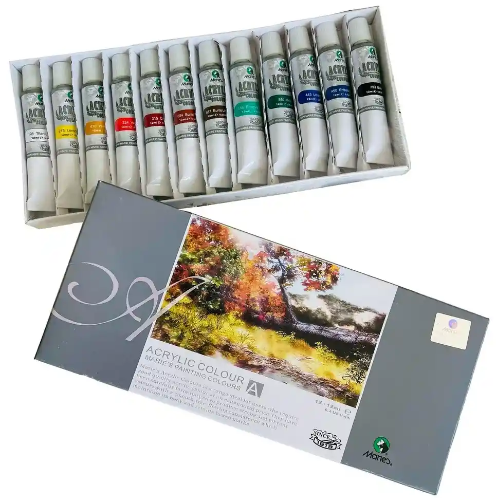 Acrilico Maries Estuche De 12 Colores, Tubo De 12ml