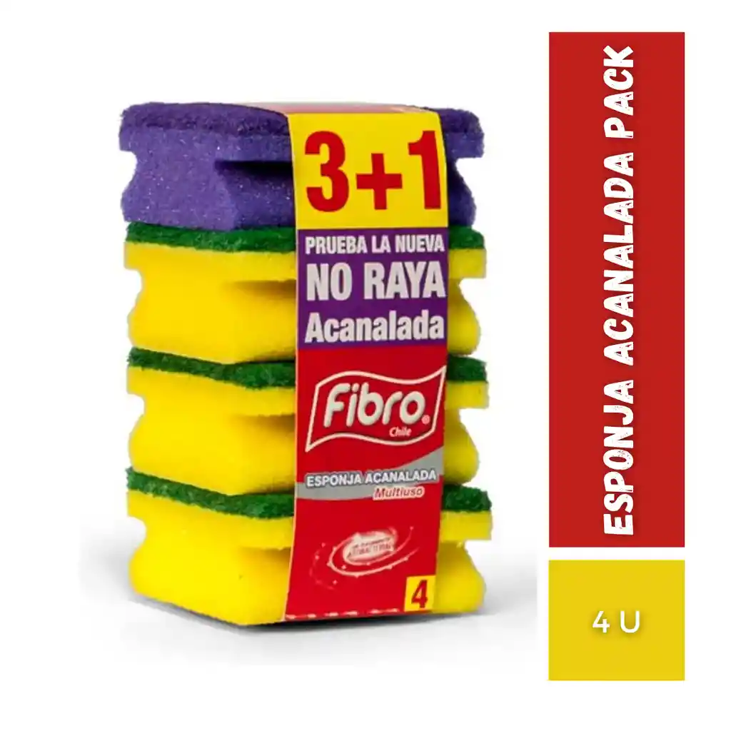 Esponja Acanalada Pack 4 Fibro