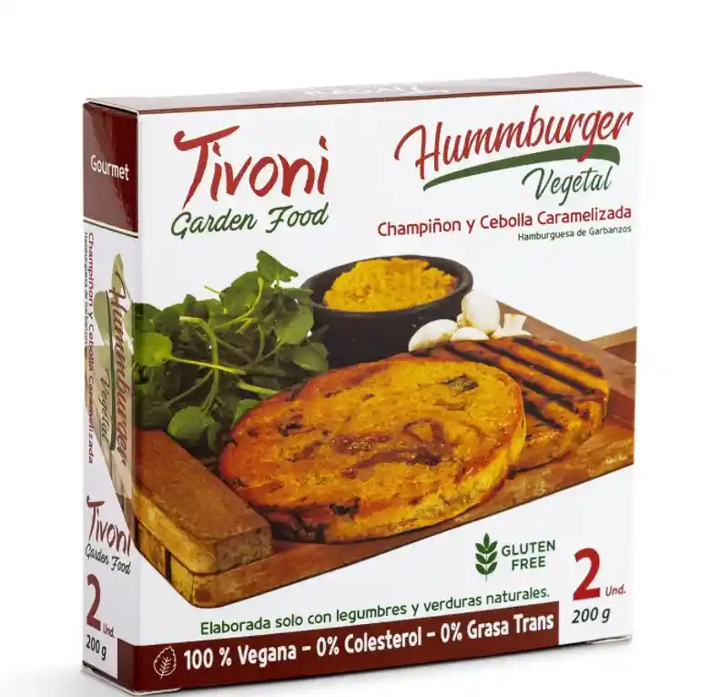 Hamburguesas Veganas Con Champiñones Y Cebolla Caramelizada, Estuche 2x100 Grs. Tivoni