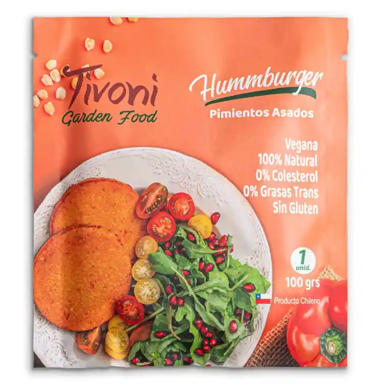 Hamburguesa Vegana Con Pimientos Asados, Sachet 1x100grs, Tivoni