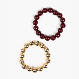 Set Pulseras Borlas Burdeo