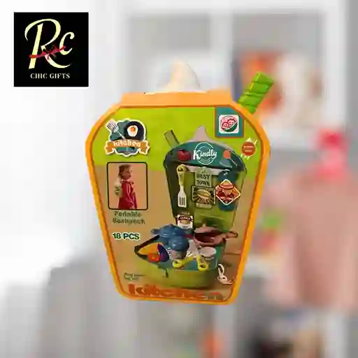 Set De Cocina Portátil Para Niñas (18 Pcs) - ¡aventura Culinaria En Mochila, Exclusivo Regalos Chic!