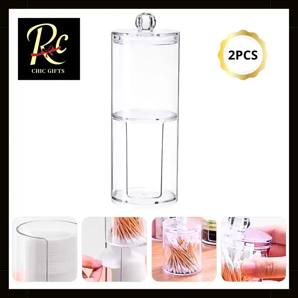 Set 2 Organizadores Acrílicos Transparentes (19x6.8cm) - ¡ideal Discos Y Cotonitos, Regalos Chic!