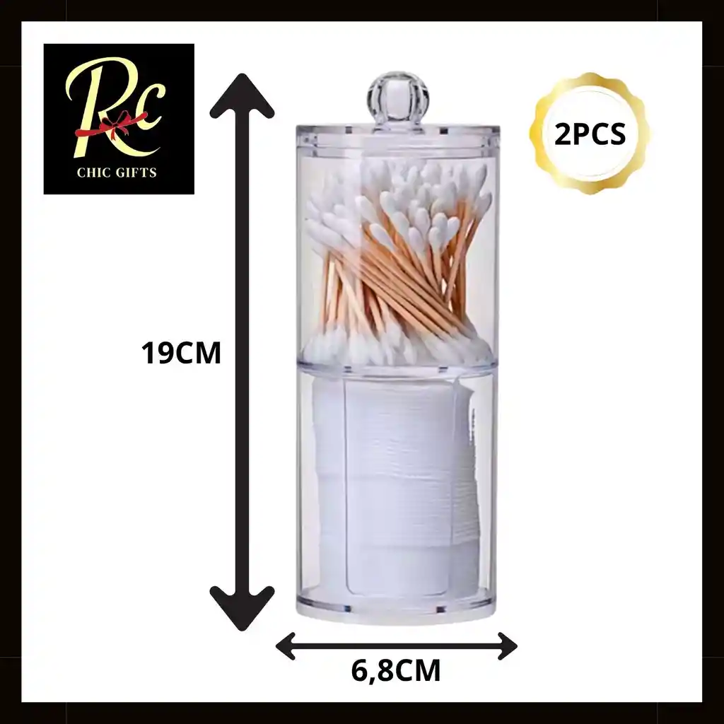 Set 2 Organizadores Acrílicos Transparentes (19x6.8cm) - ¡ideal Discos Y Cotonitos, Regalos Chic!
