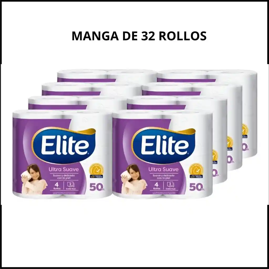 Confort Papel Higiénico Elite Ultra Suave Manga De 32 Rollos, Doble Hoja X4 Rollos | 50m