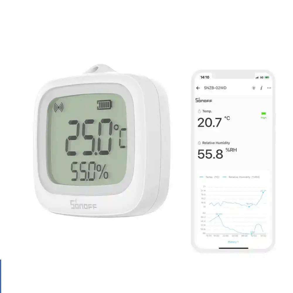 Sensor De Temperatura Y Humedad Zigbee Ip65 Con Lcd – Sonoff Snzb-02wd