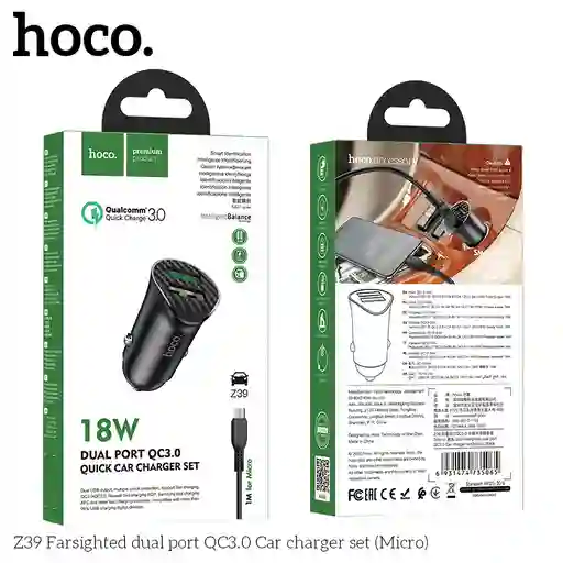 Kit De Carga De Auto Micro Hoco Z39 Carga Rapida 18w