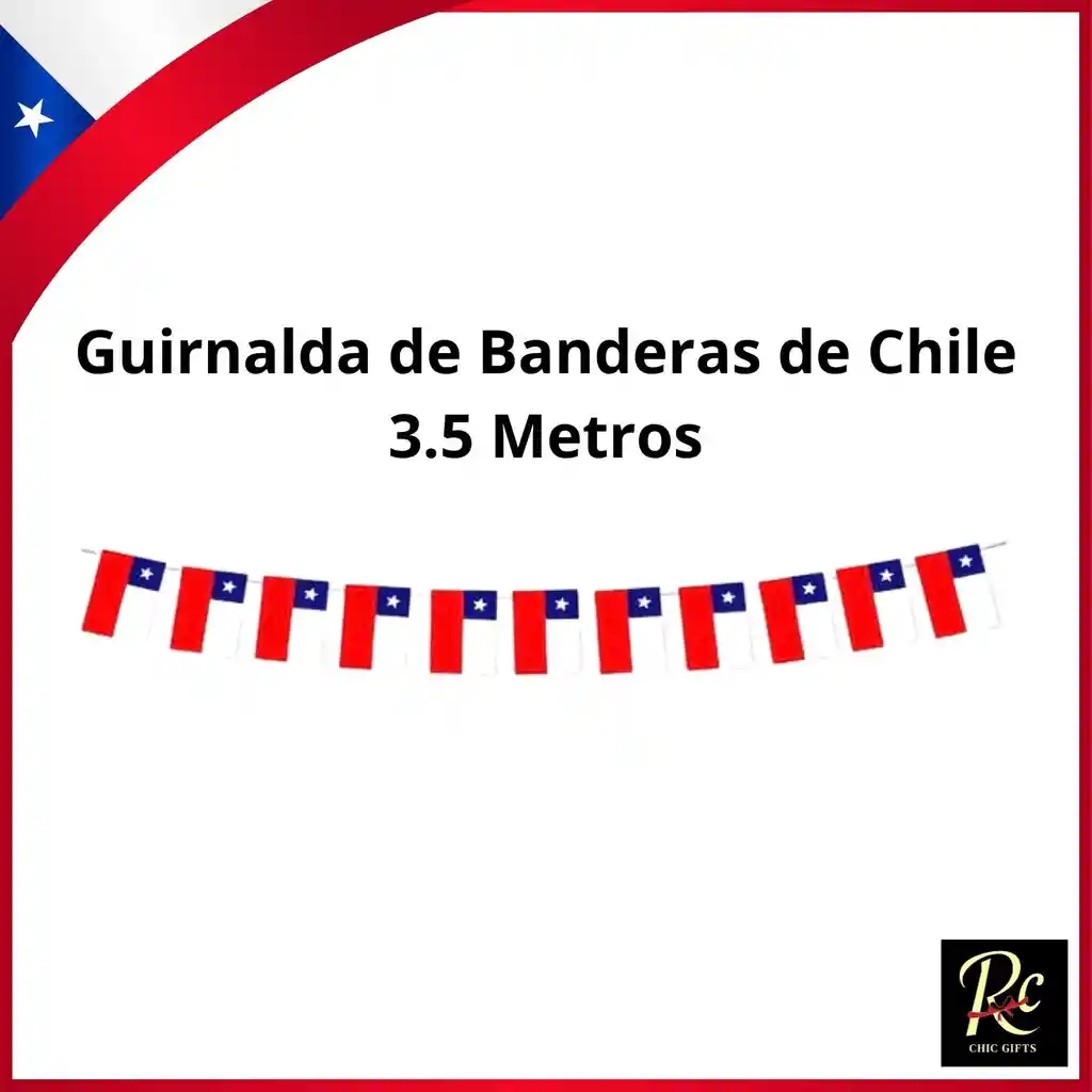 Guirnalda De Banderas De Chile 3.5 Metros - Regalos Chic