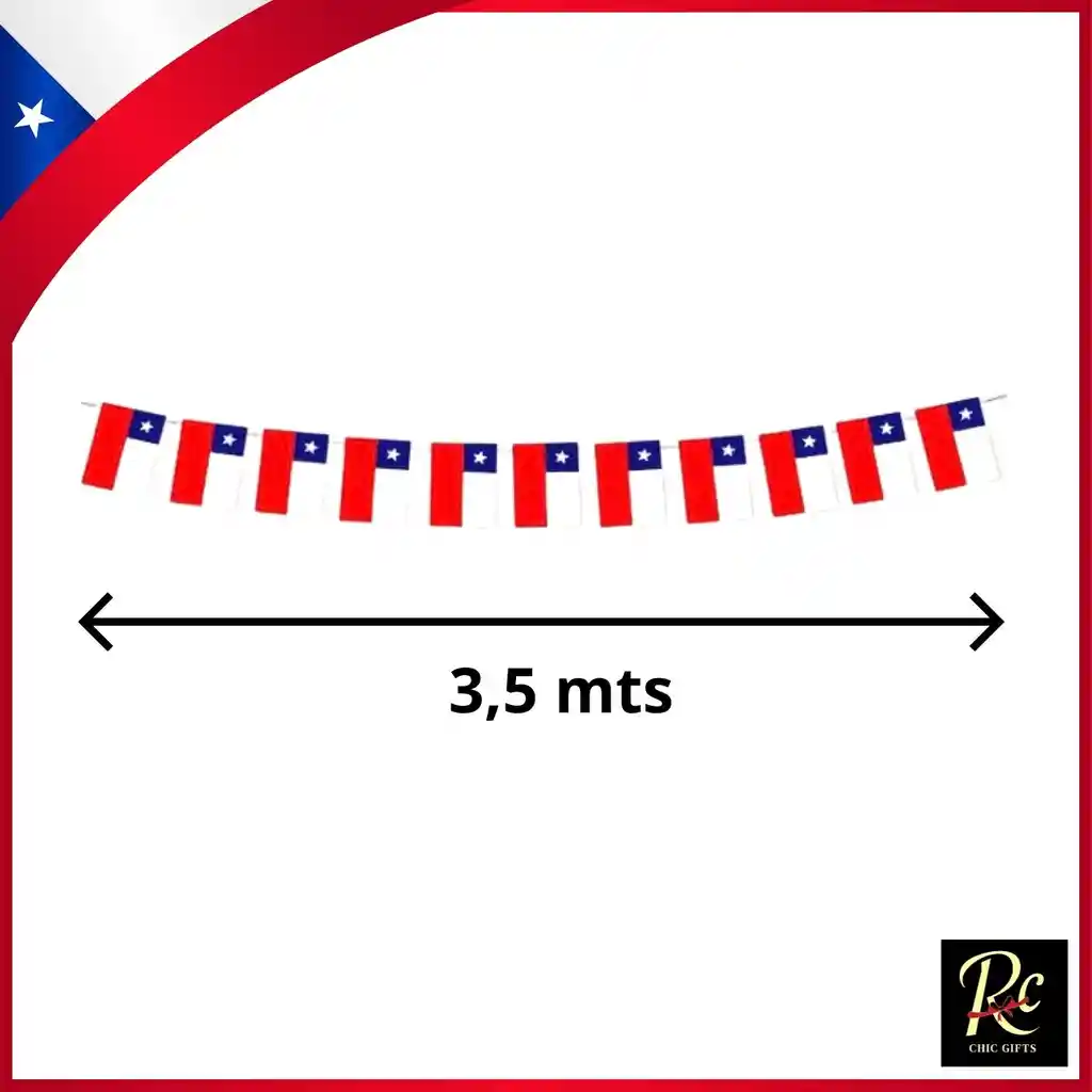 Guirnalda De Banderas De Chile 3.5 Metros - Regalos Chic