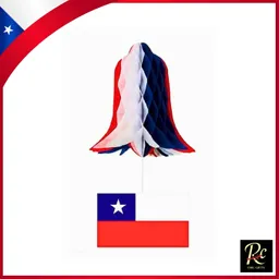Colgante Decorativo Flor Copihue Con Bandera De Chile De Papel Fiestas Patrias 50cm - Regalos Chic