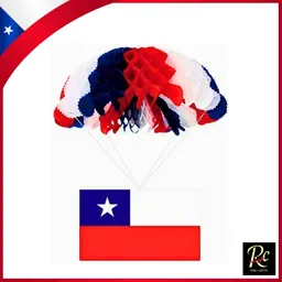 Colgante Decorativo Paracaida Con Bandera De Chile De Papel Fiestas Patrias 50cm - Regalos Chic