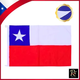 Exclusiva Bandera De Chile Con Estrella Bordada 120x180cm - Regalos Chic
