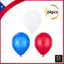 Globos De Latex Colores Exclusivos Fiestas Patrias Chile 24pcs 25cm - Regalos Chic