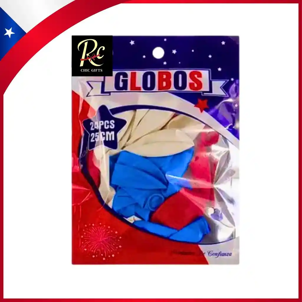 Globos De Latex Colores Exclusivos Fiestas Patrias Chile 24pcs 25cm - Regalos Chic