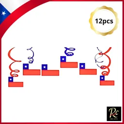 Colgantes Decorativos Banderas Chilenas Fiestas Patrias Cotillon 80-90 Cm 12 Pcs Regalos Chic