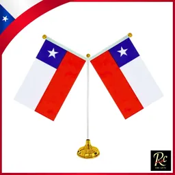 Doble Bandera De Chile De Escritorio 14x21cm Con Base | Fiestas Patrias | Regalos Chic