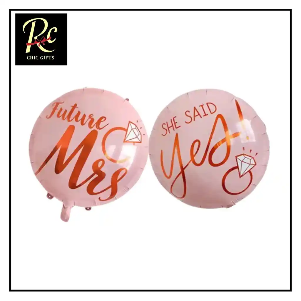 Set 2 Globos Despedida Soltera Future Mrs & She Said Yes! | Decoración Matrimonio | Regalos Chic