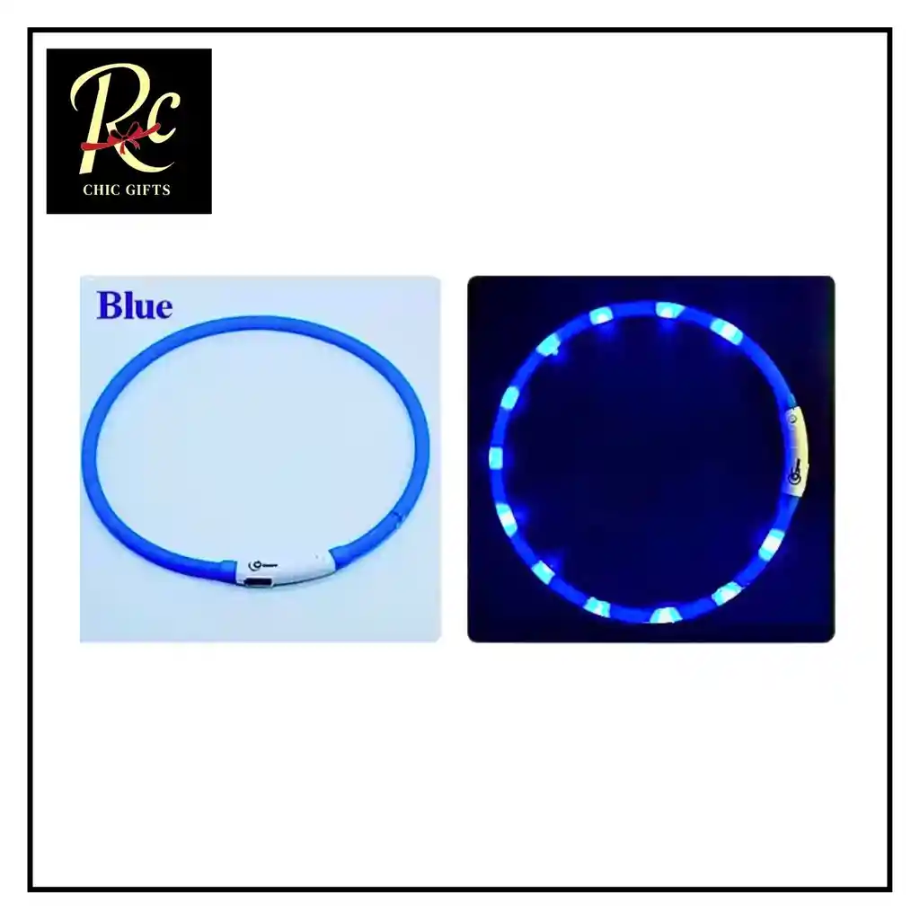 Collar Usb Camuflaje Led Azul Para Perros | Brillante, Impermeable Y Recargable | ¡seguridad Nocturna Y Estilo Para Tu Mascota En Chile!