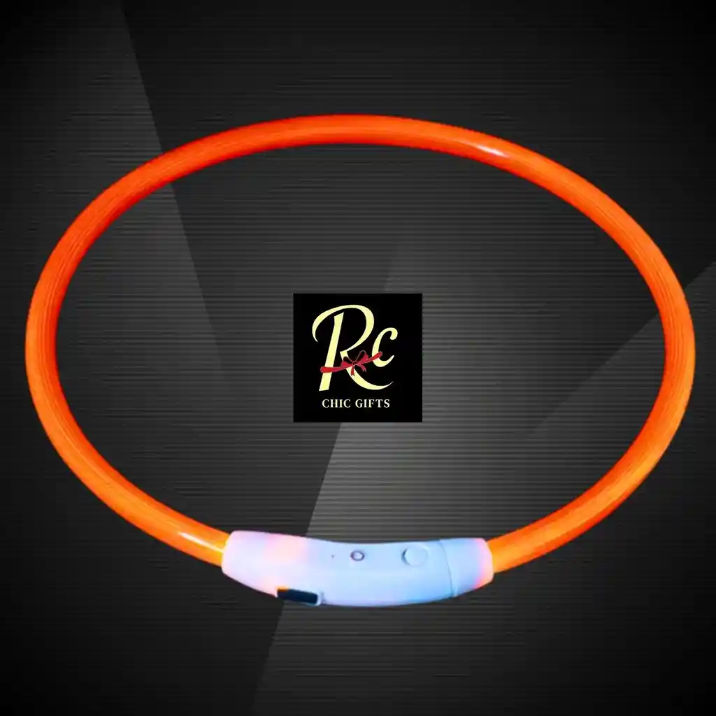 Collar Led Naranjo Usb Perro Camuflaje | Brillante, Impermeable, Recargable | Seguridad Y Estilo Mascotas | Regalos Chic