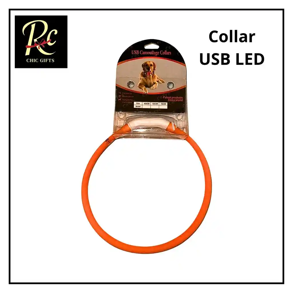 Collar Led Naranjo Usb Perro Camuflaje | Brillante, Impermeable, Recargable | Seguridad Y Estilo Mascotas | Regalos Chic