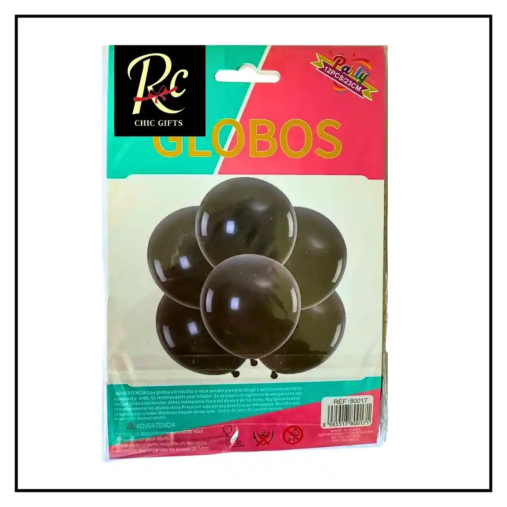 Globos Negros De 23cm (12 Pzs) | Látex Premium Para Fiestas "regalos Chic