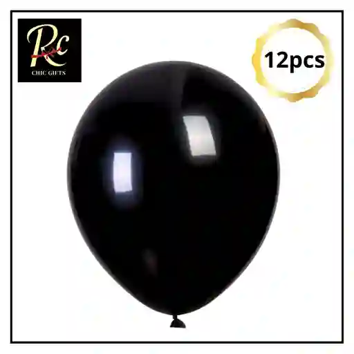 Globos Negros De 23cm (12 Pzs) | Látex Premium Para Fiestas "regalos Chic