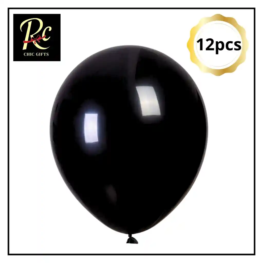 Globos Negros De 23cm (12 Pzs) | Látex Premium Para Fiestas "regalos Chic