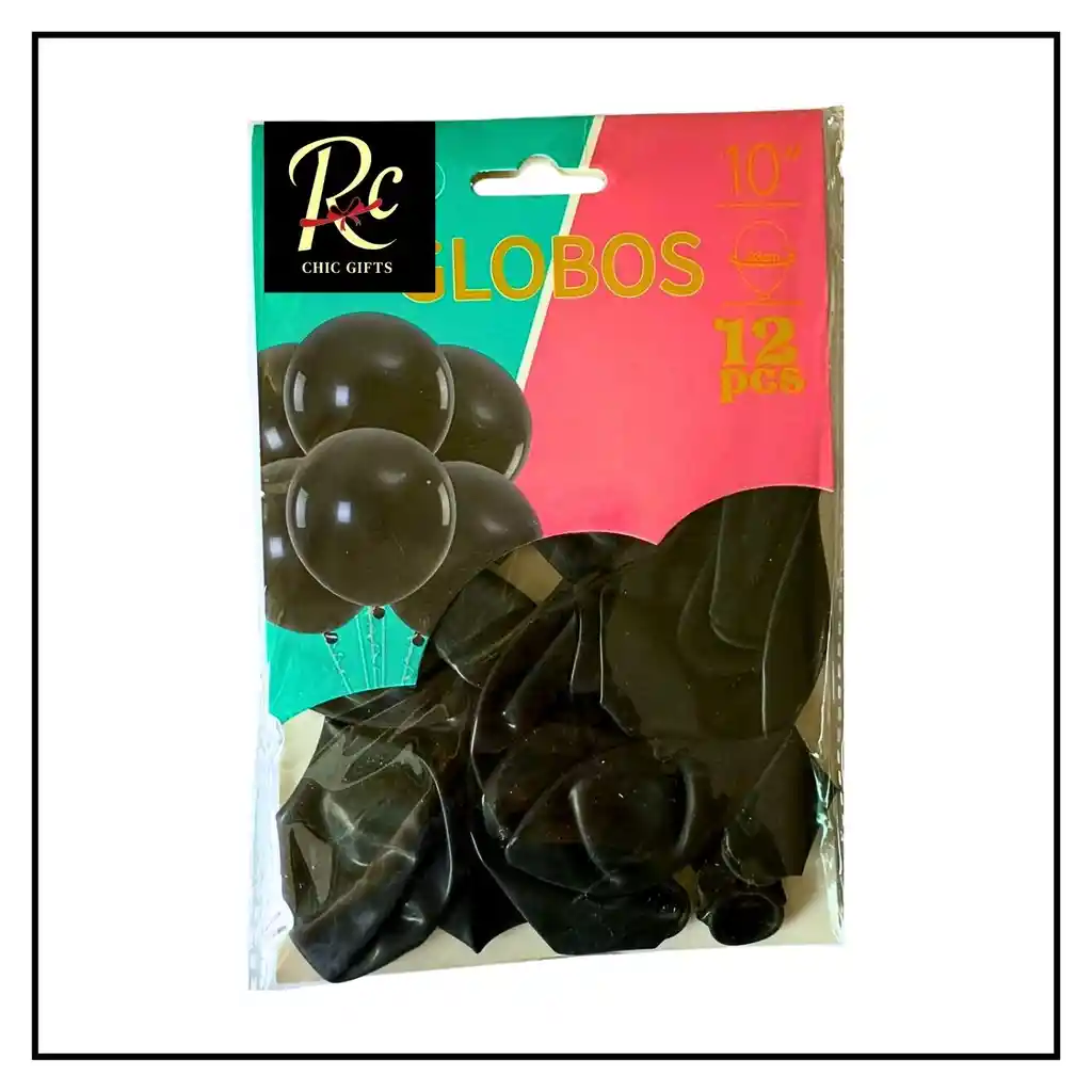 Globos Negros De 23cm (12 Pzs) | Látex Premium Para Fiestas "regalos Chic