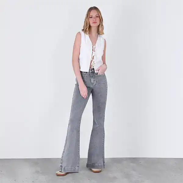 Pantalón Flare R Gris 44 Mujer Raindoor