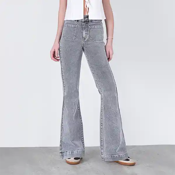 Pantalón Flare R Gris 44 Mujer Raindoor