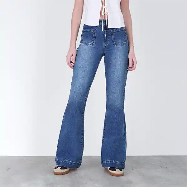 Pantalón Flare R Azul 42 Mujer Raindoor