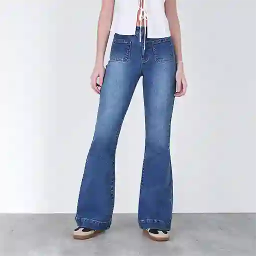 Pantalón Flare R Azul 38 Mujer Raindoor