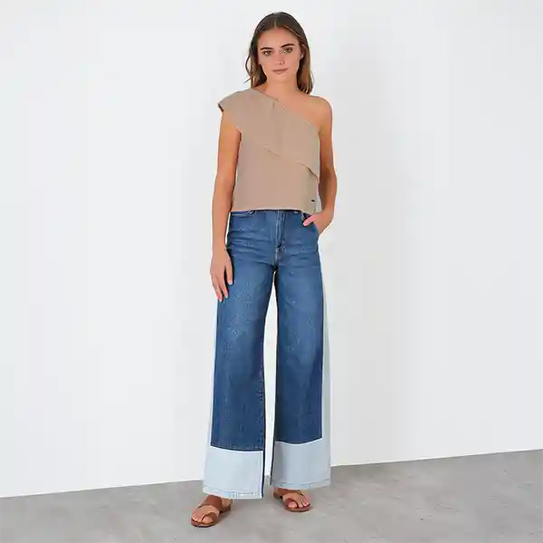 Pantalón Bicolor Franja Blanco 40 Mujer Raindoor