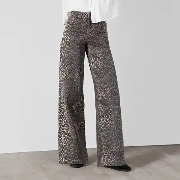 Pantalón Animal Print Straight 38 Mujer Raindoor