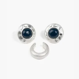 Set Aros Piedra Y Cuff Plateado