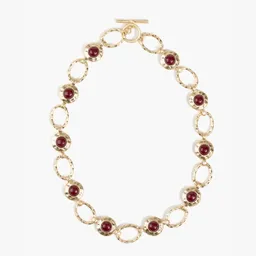 Collar Óvalos Y Piedras Dorado