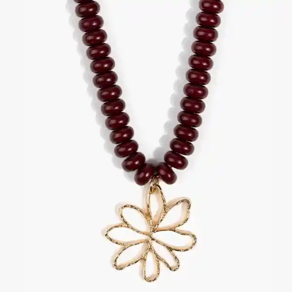 Collar Flor Burdeo