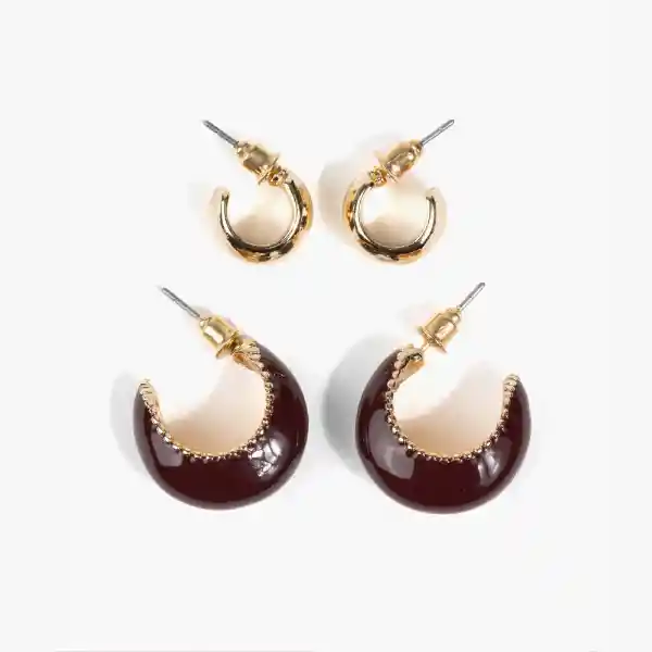 Set Aros Resina Dorado