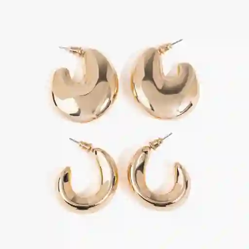 Set Aros Argollas Gruesas Dorado