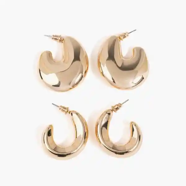 Set Aros Argollas Gruesas Dorado