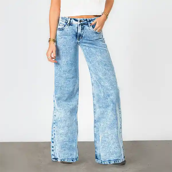 Pantalón Tiro Bajo Azul 40 Mujer Raindoor