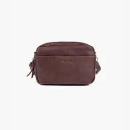 Cartera Bandolera Doble Cierre Burdeo